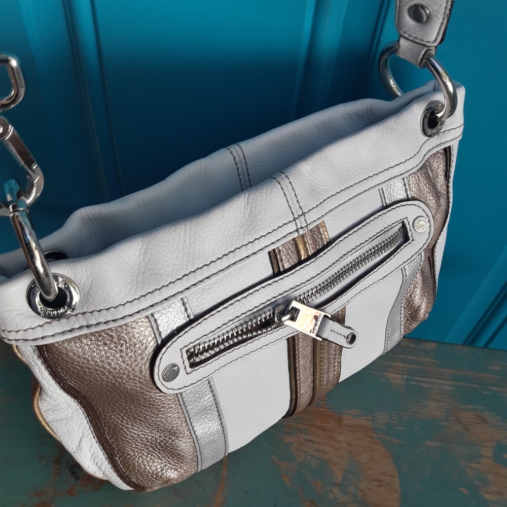 Genuine Leather Crossbody Bag Modern White Contemporary Pebbled Leather Purse - Picture 10 of 16